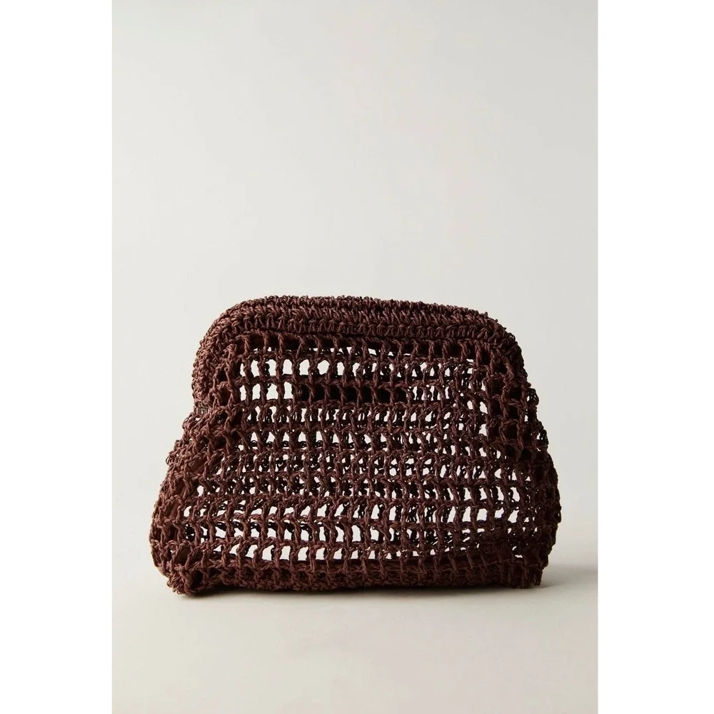 Free People Sand Bound Clutch Chocolate NWT MSRP $58‎